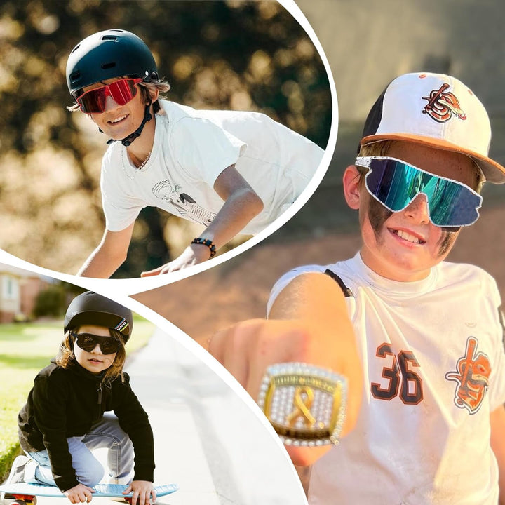 Youth Baseball Sunglasses For Boys Girls,UV400 Kids Sports Sunglasses,Cycling glasse Running Golf