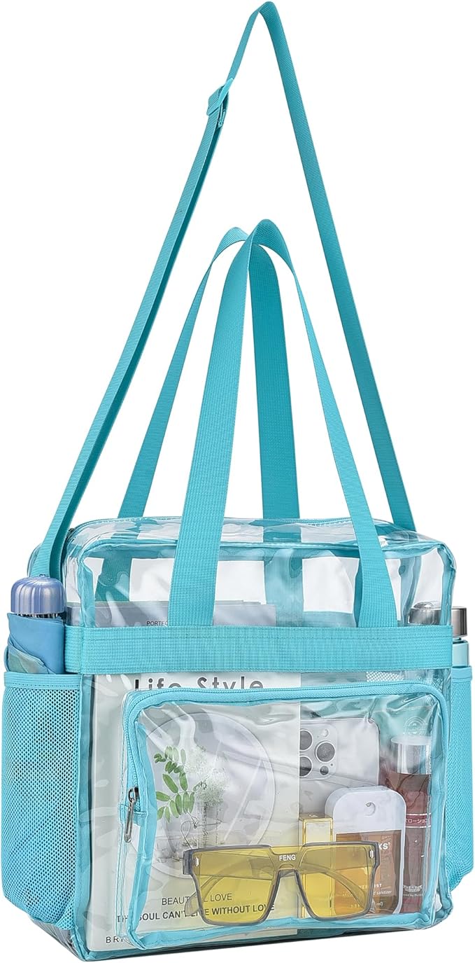 USPECLARE Clear Tote Stadium Approved, Security Travel & Gym Clear Bag for Work Sports Games Concerts