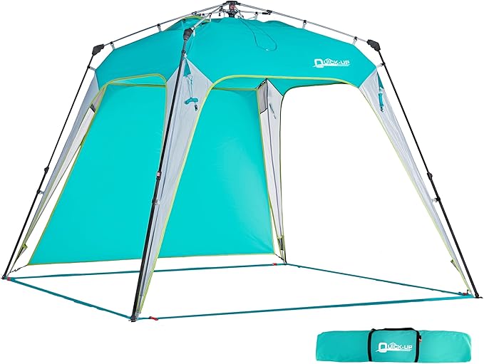 8.2'x8.2' Pop Up Canopy Tent Easy One Person Setup Instant Outdoor Beach Canopy Folding Portable Sports Shelter with 1 Sidewall - Turquoise