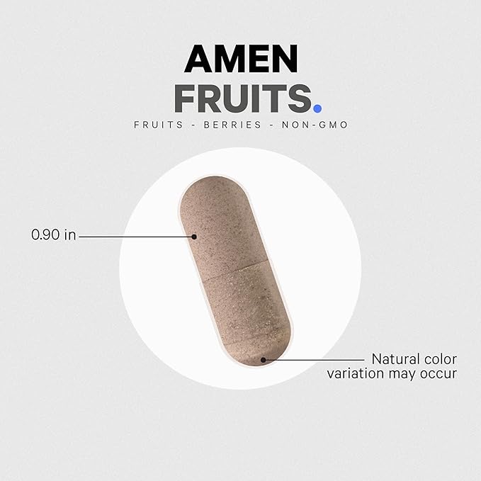 Amen Fruits, Daily Fruits Vitamins Supplements, Over 20 Whole Fruit Extracts - Raw Multivitamin, Berries, Antioxidant Polyphenols Superfood & Flavonoids - Non-GMO - 90 Capsules