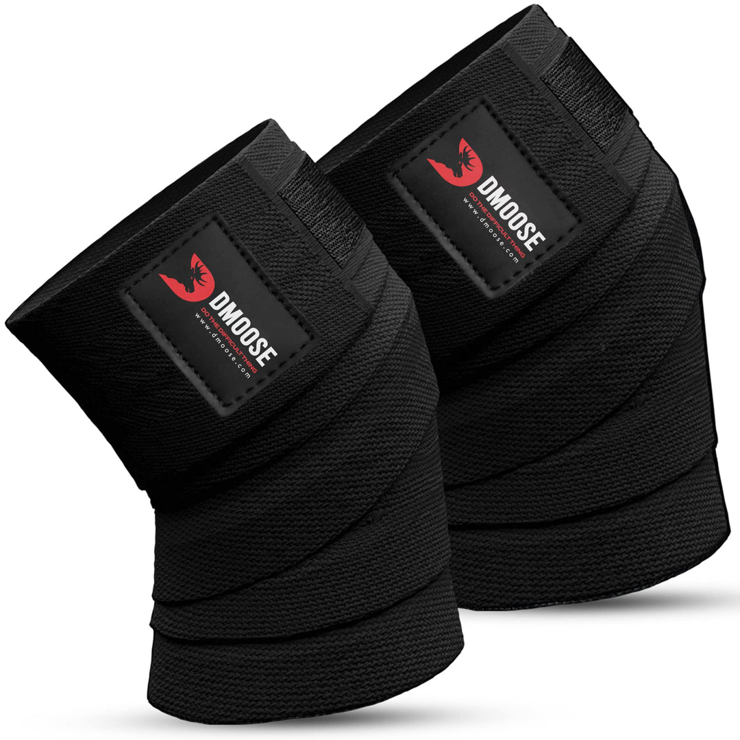 DMoose Knee Wraps for Weightlifting - 78" Length Heavy Duty Knee Straps Pair - Avoid Knee Injury - Provides Joint Stability I Cross Training & WODs I Compression & Elastic Support