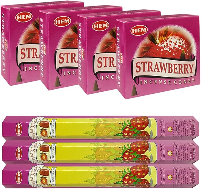 Strawberry Incense Sticks and Cone Incense Holder Variety Pack Bundle insence insense insienso