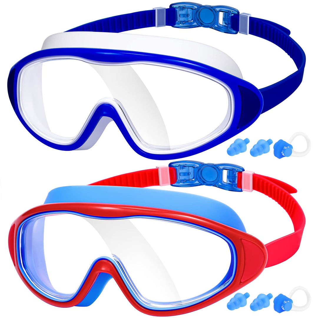 MAMBAOUT 2-Pack Adult Swim Goggles, Wide Vision Swim Goggles for Men Women Youth, No Leaking Anti Fog