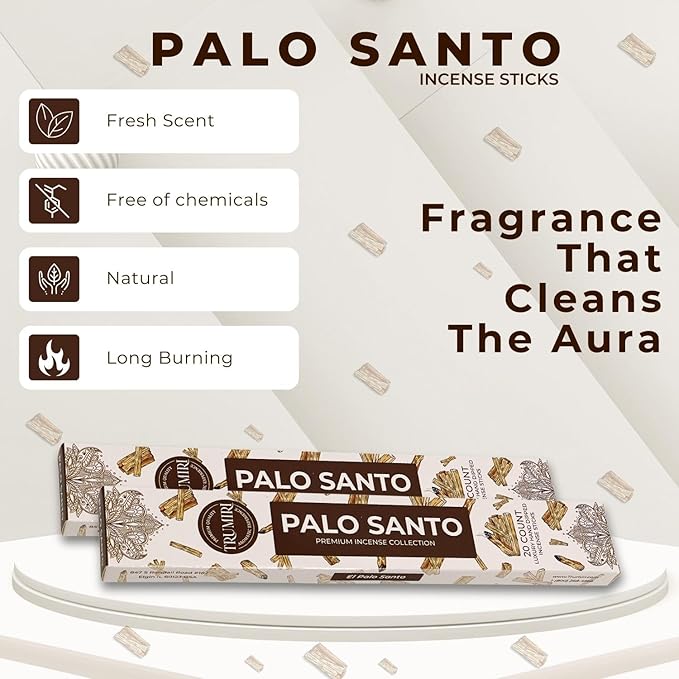 Palo Santo Incense Sticks - Incienso de Palo Santo - Total 40 Insence-Sticks - Dual Pack of 20 Insense - Inciensos - Inscents - Natural Non Toxic Ingredients - Incents - Incence