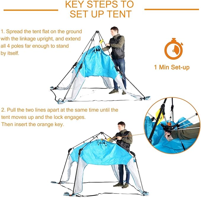 8.2'x8.2' Pop Up Canopy, 2023 Upgraded Outdoor Canopy, Portable Instant Camping Canopy, Easy Set-up Canopy with 1 Sidewall