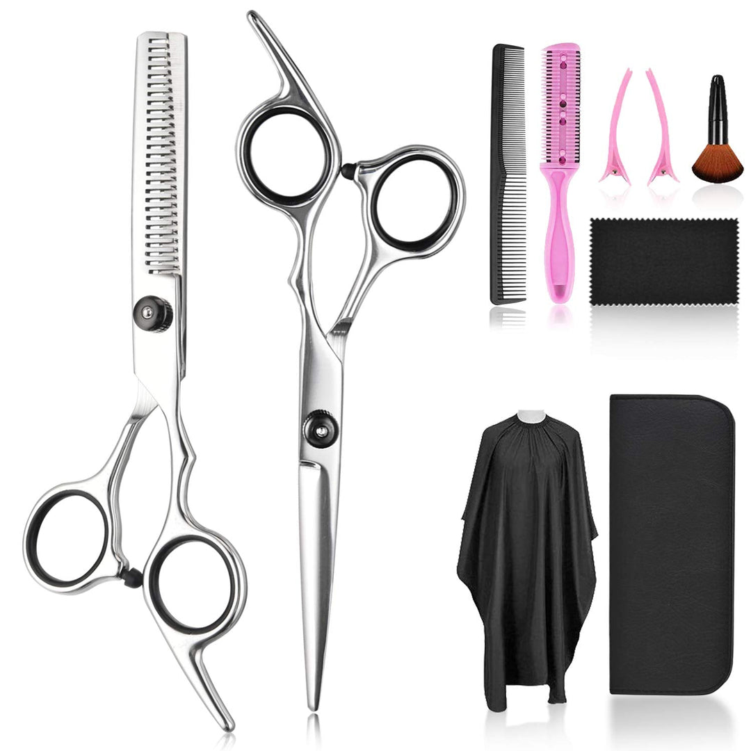 Hair Cutting Scissors Thinning Shears Set, Fcysy Professional 10 Pcs Sharp Barber Hair Cutting Kit Haircut Scissors Hairdressing