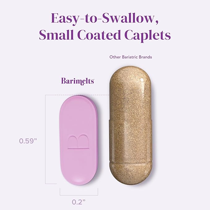 BariMelts Once Daily Bariatric Multivitamin with Iron, 60 Easy-Swallow Caplets (2-Month Supply), Multivitamin for Women, Multimineral Complex, Supports Nutrition After Bariatric Surgery