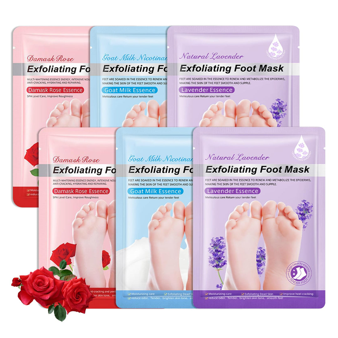 6PCS Foot Peel Mask,Exfoliating Foot Mask for Remove Dead Skin,Hydrating Foot Care Mask,Peel Off Mask for Calluses & Dry Toe Cracked Rough,Quickly Moisturizing & Nourishing Feet