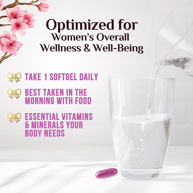 Multivitamin for Women with Iron, Calcium, Zinc, Vitamin A, C, D, E, & B Vitamins for Bone, Skin & Immune Health Support, Nature's Daily Womens Multivitamins for Women's Energy & Health, 120 Softgels