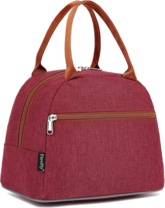 FlowFly Insulated Lunch Cooler Bag - Tote Bag Organizer for Women/Men, Red