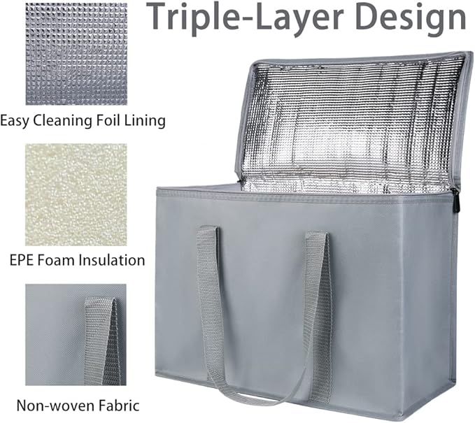 Insulated Reusable Grocery Shopping Bags, 4 Packs