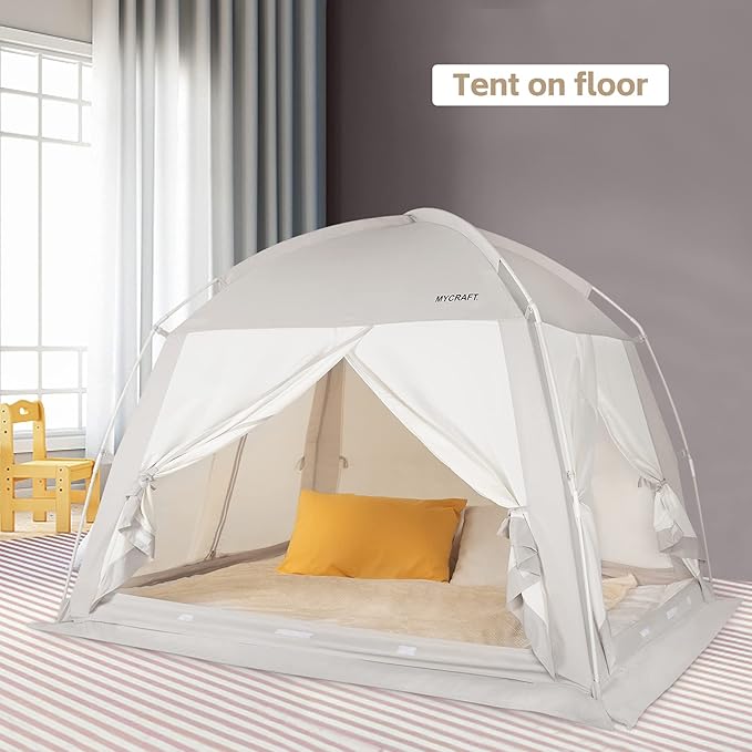 Bed Tents Canopy Bed–Privacy Dream Tent for Cozy Indoor Sleeping, Light-Reducing,and Breathable, with 4 Doors Floor Tent Bed–Available in Twin, Full, and Queen Sizes