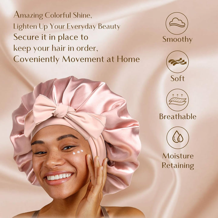 Silk Sleeping Bonnet for Women | Double Layer Satin Lined | Burgundy