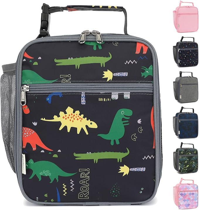 Lunch Box for Kids Boys Girls Men Women, Insulated Small Soft Cooler Lunch Bag Kit for School Work Picnic Travel - Reusable Portable lunchbox,Dinosaur Dark Blue