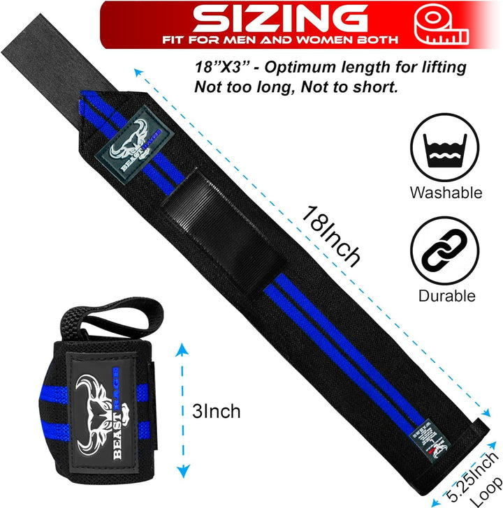 BEAST RAGE® Padded Cotton Lift Straps Lifting Wrist Straps for Weightlifting, Gym, Deadlift, Workout (Pair) Premium Lifting Straps for Gym Men and Women Soft, Supportive Wrist Pads (Navy)