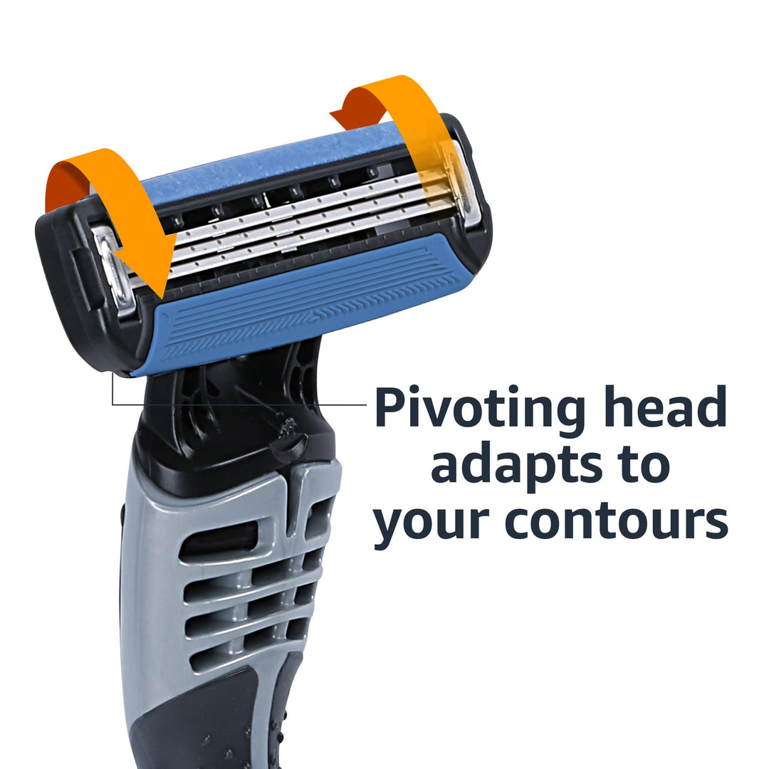 Amazon Basics 3-Blade Disposable Razors for Men, 6 Count, 2 Packs of 3 (Previously Solimo)