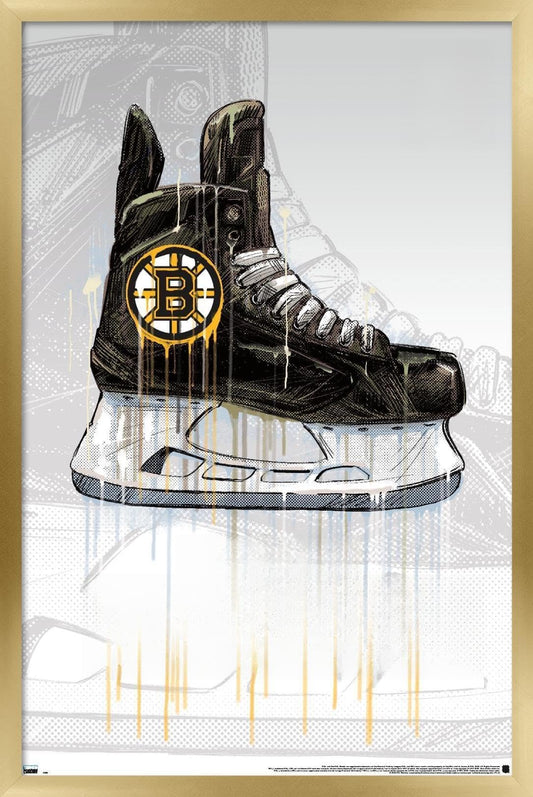 Trends International NHL Boston Bruins - Drip Skate 20 Wall Poster, 14.725" x 22.375", Gold Framed Version