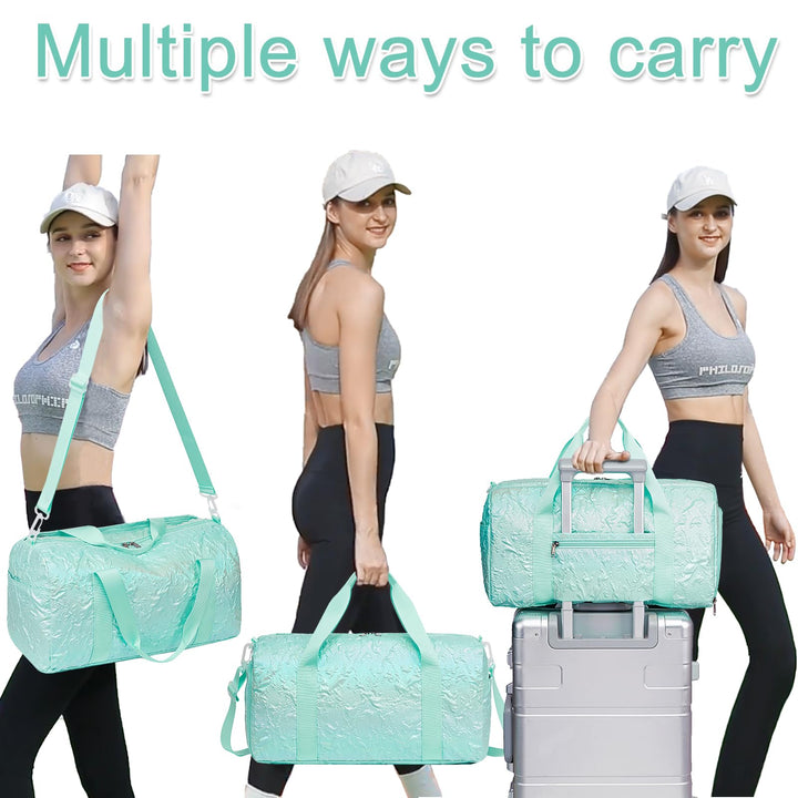 BLUBOON Duffle Bag Girls Kids Cute Gym Bag with Shoes Compartment & Wet Separation Waterproof Sports Overnight Travel Bag