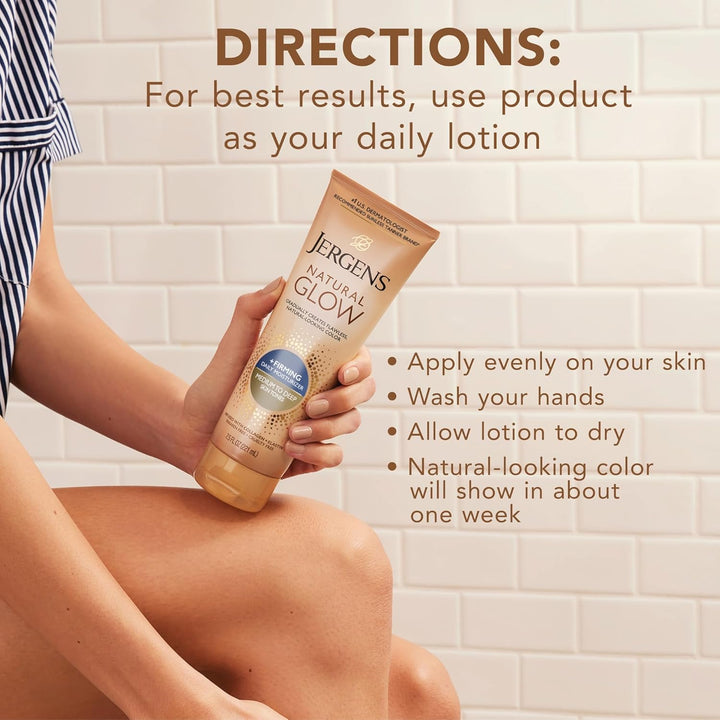 Jergens Natural Glow Firming Self Tanner Lotion | Fair to Medium Skin | 7.5 Fl Oz