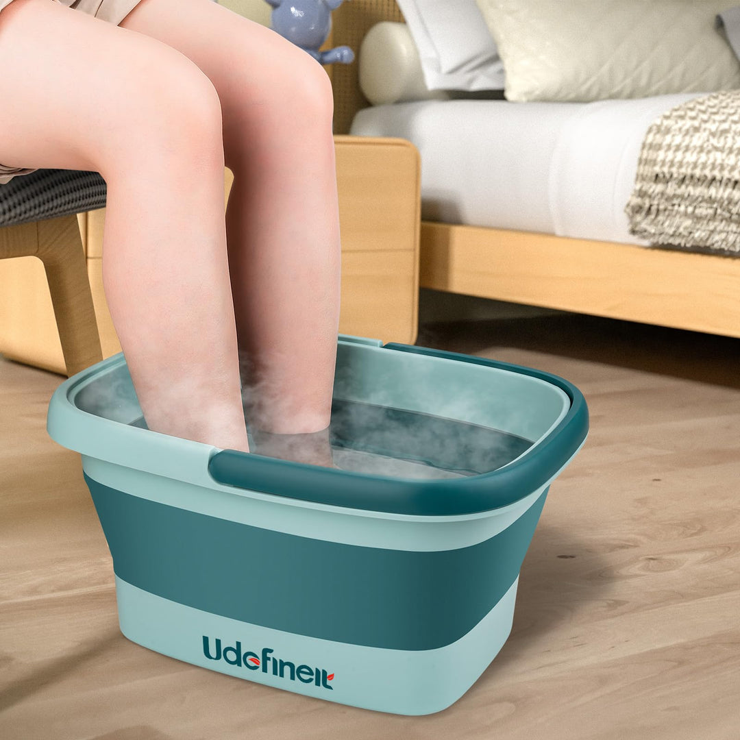 Udefineit Foot Bath Basin, Foldable & Portable Foot Soak Tub with Massage Acupoint for Foot Spa Bath, 15L/4 Gallon, Foot Massager Soaking Bath Basin Bucket for Pedicure Home Spa Treatment (Green)