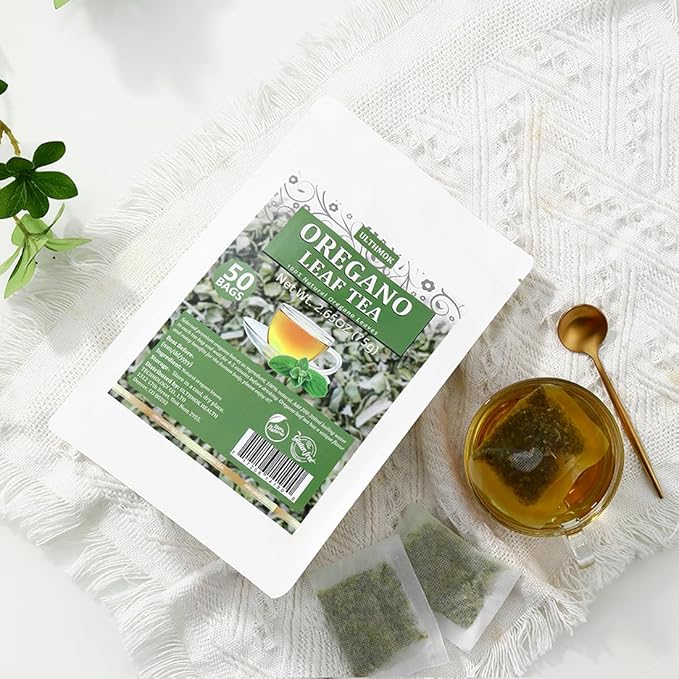 Premium 50 Oregano Tea Bags, Made with 100% Natural Oregano Leaves, No Additives & Caffeine Free.