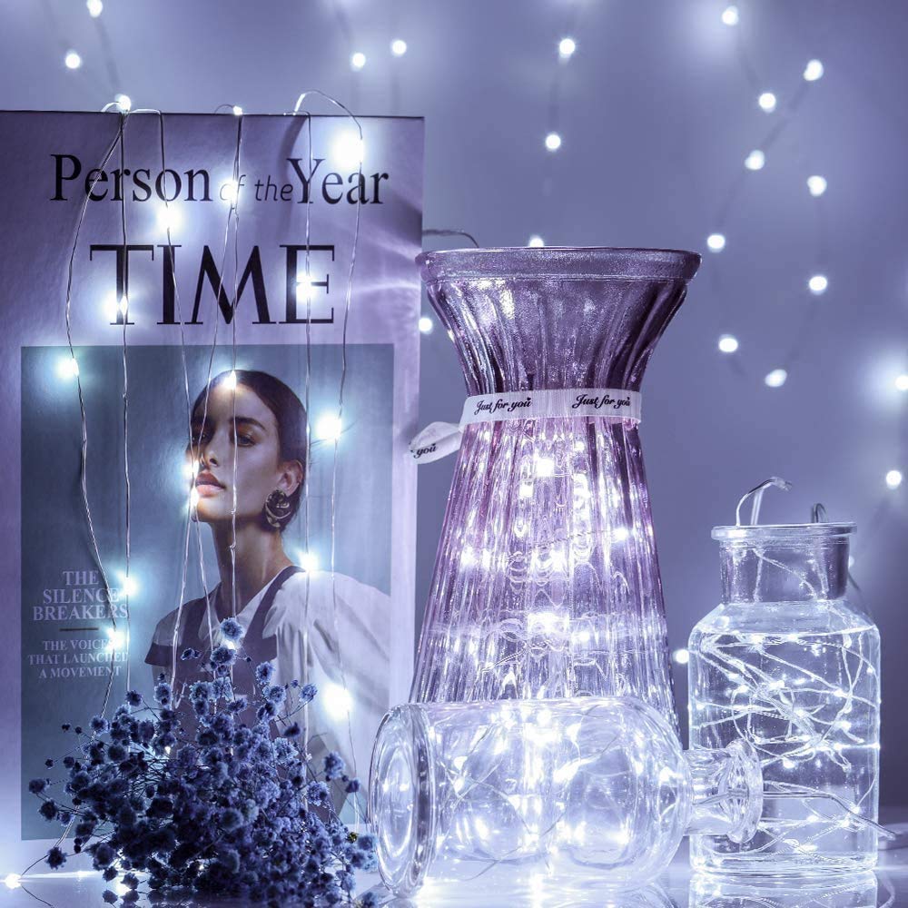 10 Pack LED Fairy Lights(Cold White), 2M 20 LEDs DIY Copper Wire String Lights for Bedroom, Garden, Wedding, Birthday, Party, Christmas, Halloween, Home Decorations