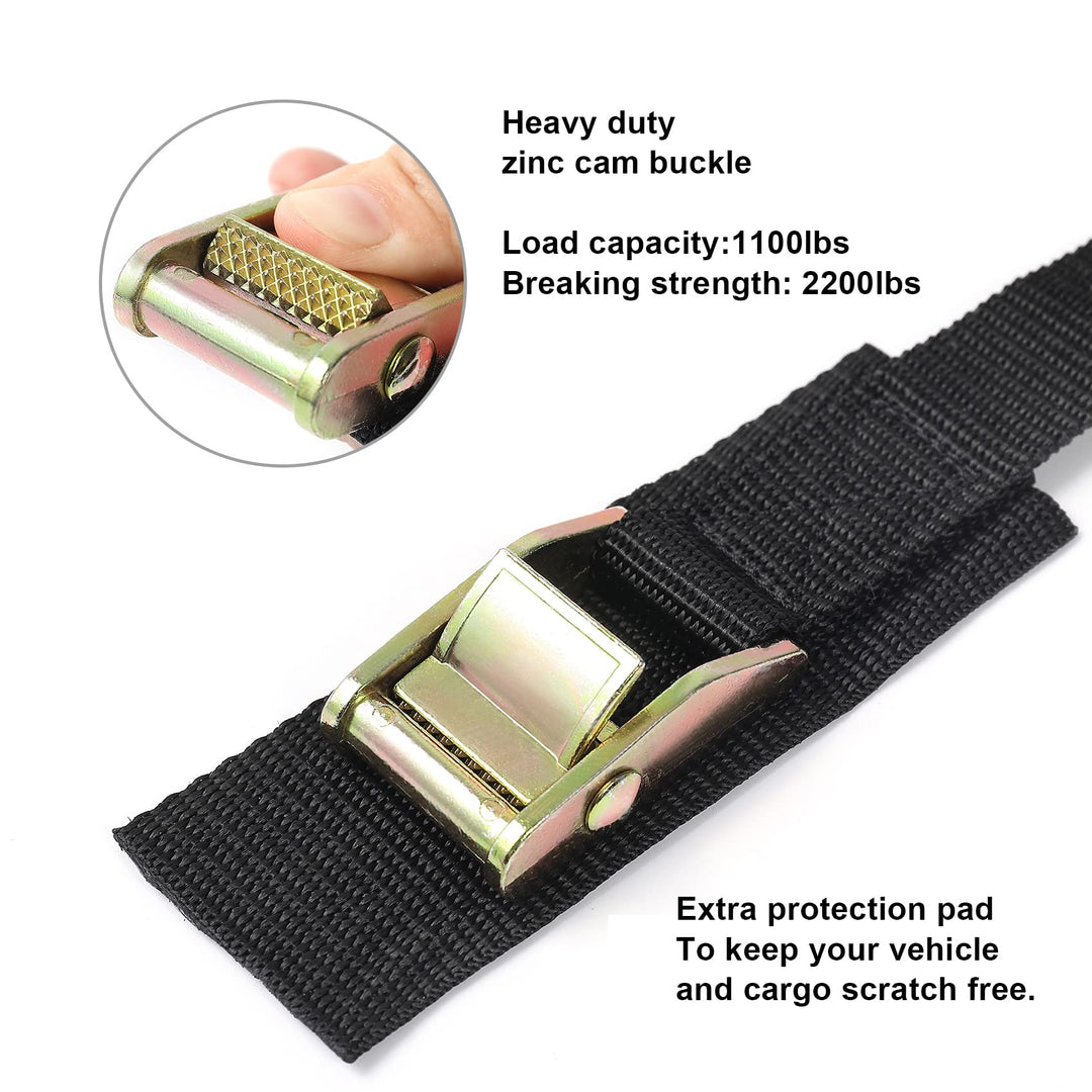 Ayaport Cam Buckle Tie Down Straps Lashing Straps 2200lbs Break Strength Heavy Duty Car Roof Rack Strap for Kayak, SUP, Surfboard, Cargo, Motorcycle, Truck, Boat, Dirt Bike (1" x 16')