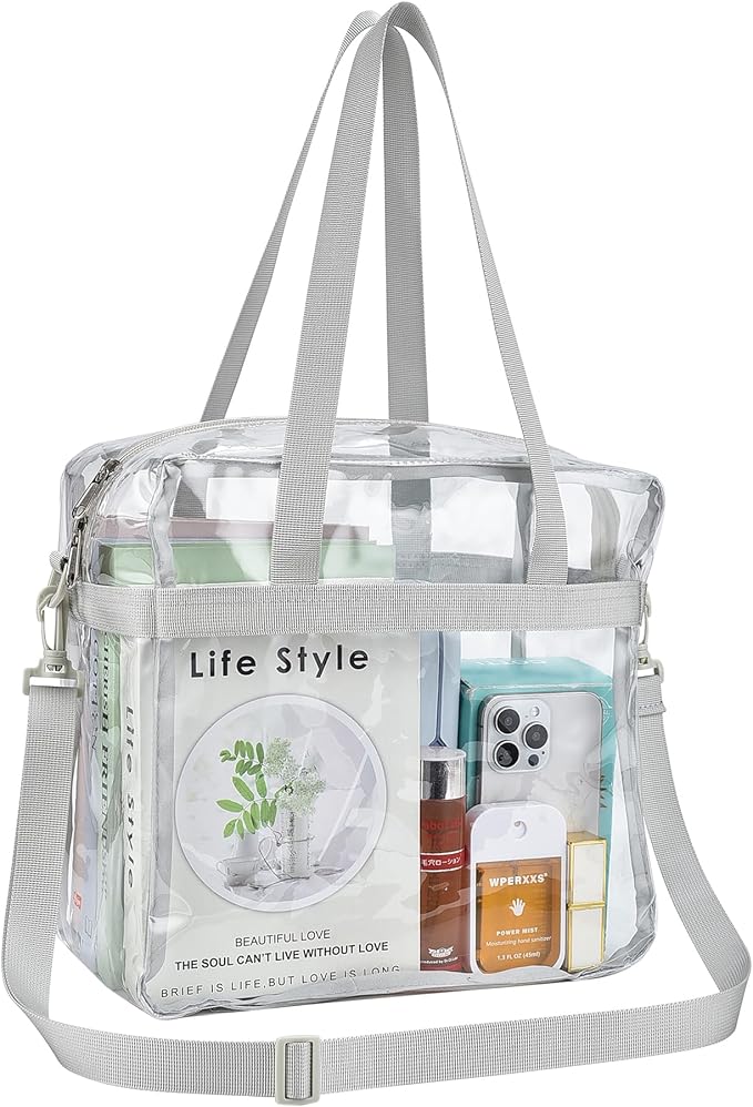 USPECLARE Clear Tote Stadium Approved, Security Travel & Gym Clear Bag for Work Sports Games Concerts