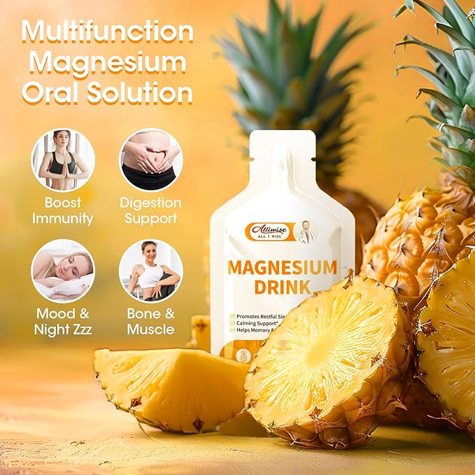 Magnesium Citrate Liquid Magnesium Drink Oral Solution with Vitamin, Zinc & Sodium Bromelain, Essential Magnesium Supplement Support Immune, Bone Health and Zzz, Pineapple Flavor, 10 Fl Oz