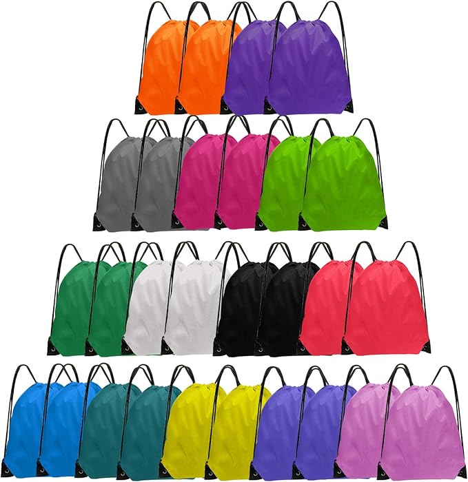 28 Pcs Drawstring Backpack Bulk String backpack Drawstring Bags Cinch Sack Gym Sport Traveling String Bag for Men Women