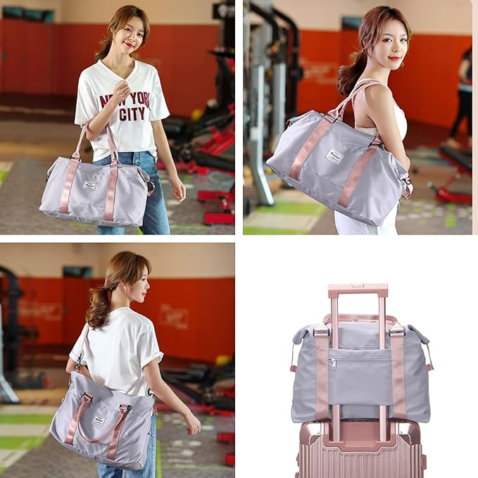 Travel Duffel Bag,Sports Tote Gym Bag,Shoulder Weekender Overnight Bag for Women