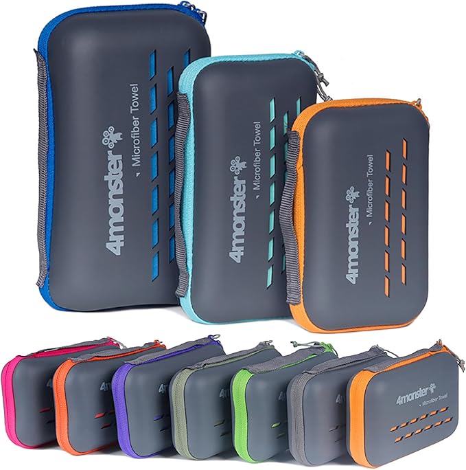 4Monster Camping Towel Super Absorbent, Quick Dry Microfiber Travel Towel, Light Weight Ultra Soft Compact Gym Towel for Hiking Swimming Beach Yoga Travel Sports Backpack