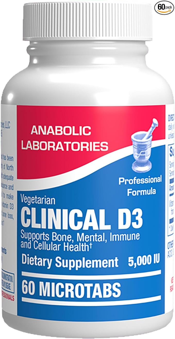 High Strength Vitamin D3 5000 IU - Clinical Formula Vitamin D Supplement for Men and Women for Bone Teeth Muscle Mood and Immune Support - High Absorption Vegetarian Microtabs (60 Day Supply)