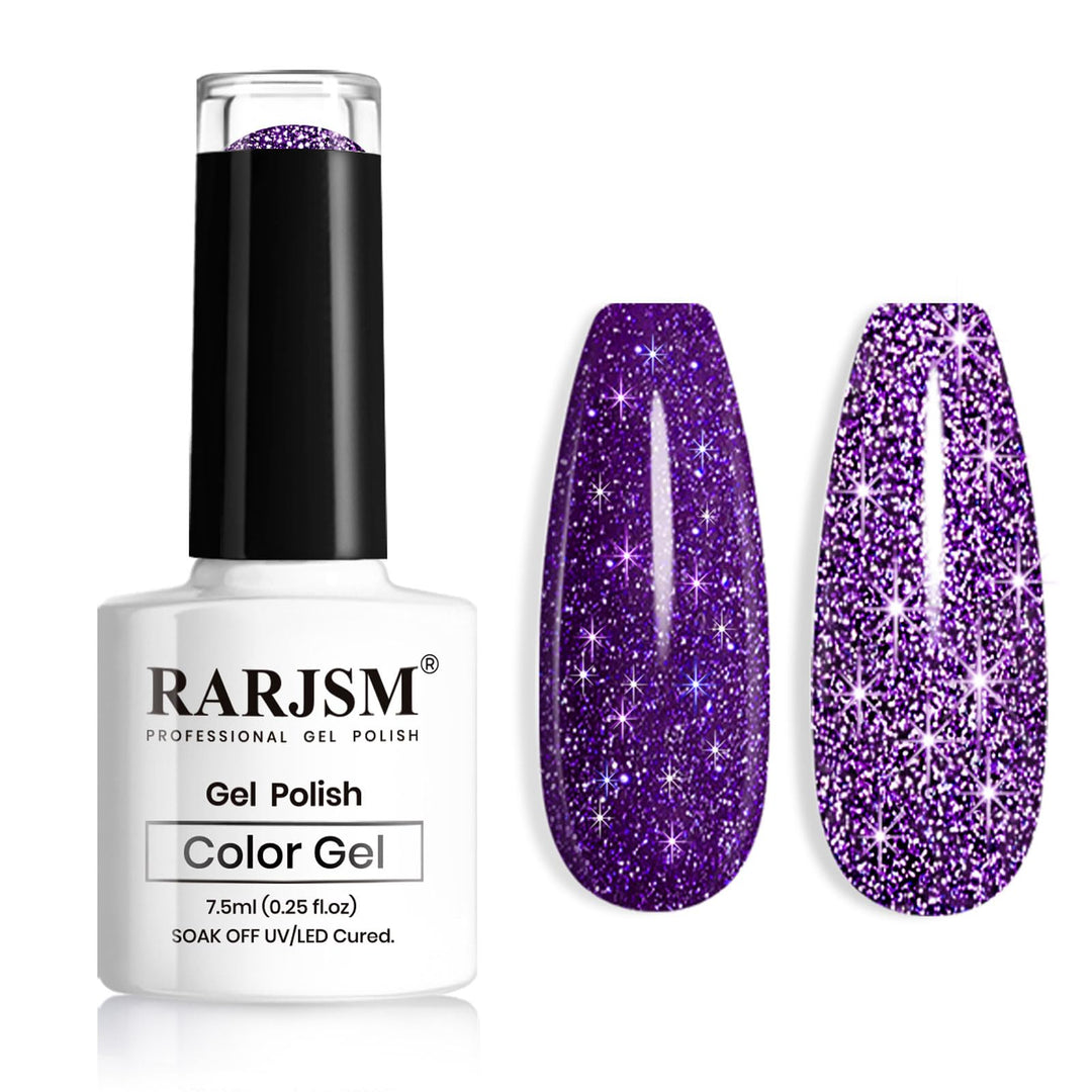 Elegant Purple Glitter Gel Nail Polish, Reflective Diamond Gel Polish, Soak Off Uv Led Nail Gel Shimmer Shiny Gel Nail Art Manic