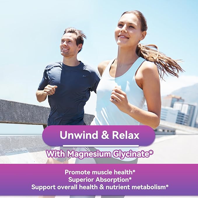 Magnesium Glycinate Gummies 400mg with L-Threonine 200mg - Sugar-Free Magnesium Potassium Supplement with Vitamin D, B6, CoQ10 for Muscle - 60 Mixed Berry Flavored Gummies