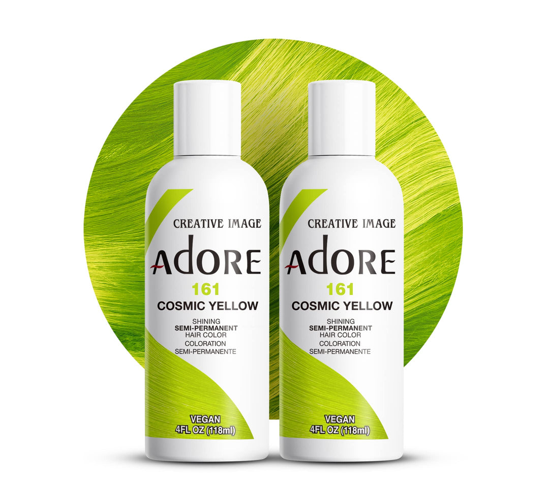 Adore Semi Permanent Hair Color - Vegan And Cruelty-Free Yellow Hair Dye - 4 Fl Oz - 161 Cosmic Yellow (Pack Of 2)