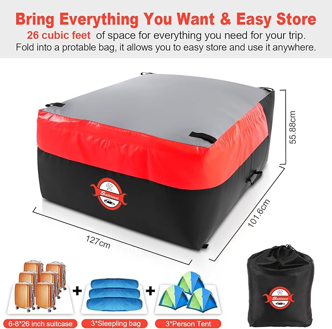 Sailnovo Truck Bed Cargo Bag, 26 Cubic ft 100% Waterproof Cargo Bag for Truck Bed, Heavy Duty PVC Truck Cargo Bag Fits Any Truck Size with 4 Stretch Cord, Packing Bag (50''x40''x22'') Red