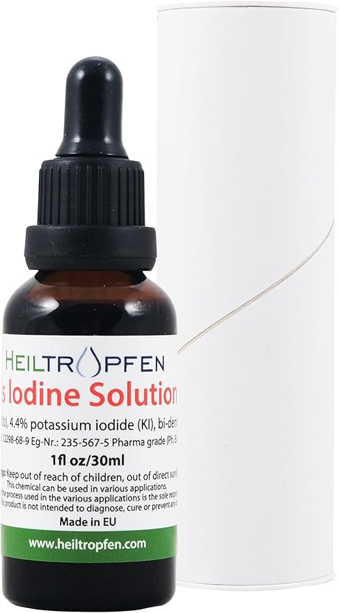2.2% Lugol's Iodine Solution 1 Fl Oz - 30 ml | Pharmaceutical Grade Ingredients | Lugols Solution Made with Iodine and Potassium Iodide | Heiltropfen®