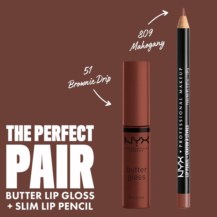 NYX Slim Lip Pencil | Long-Lasting Creamy Lip Liner | Hot Red - 2 Pack