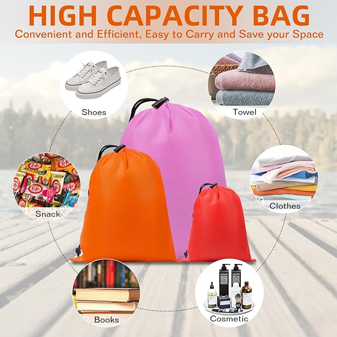 iMucci Upgrade Waterproof Drawstring Bag Sack Nylon Bag Ditty Bag for Gym Traveling, Hiking, Yoga, Shopping