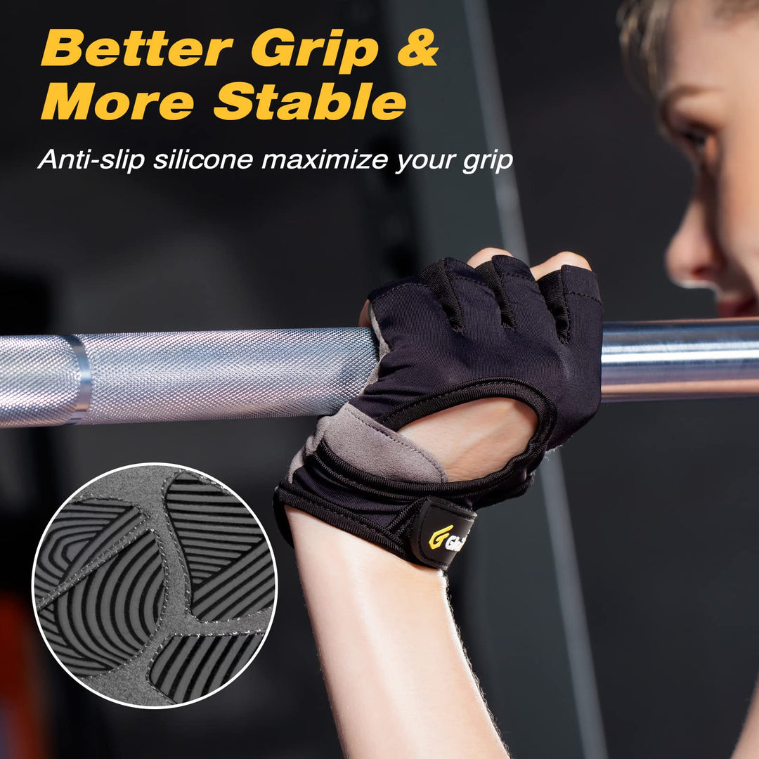 Glofit Workout Gloves for Women Men, Lightweight Weight Lifting Glove Breathable Fingerless Gym Gloves, Exercise, Fitness, Training, Cycling