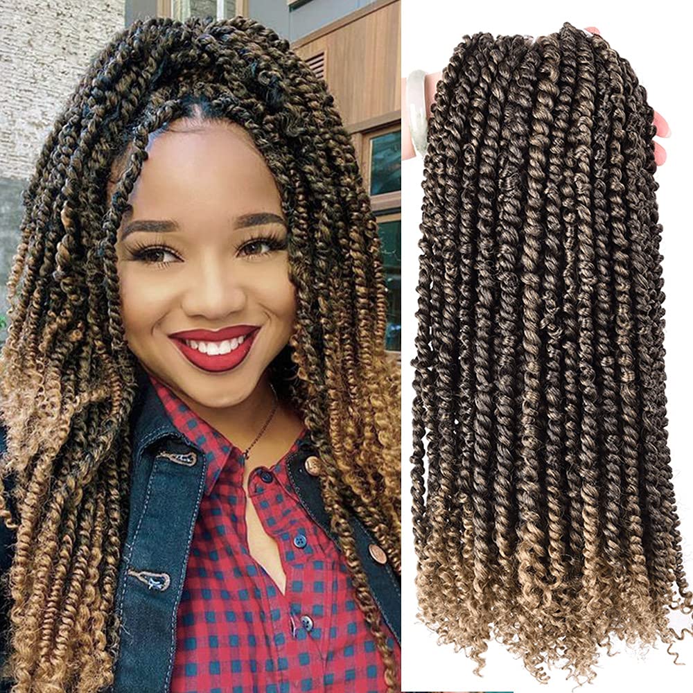 Silike Passion Twist Crochet Hair 18inch 6packs Pre-Twisted Synthetic Long Curls 12 Roots Braiding Hair Extensions For Women (18 inch, T27)