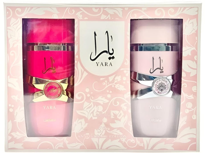 Lattafa Yara 5th Anniversary Eau de Parfum Gift Set | Floral & Fruity | 2 x 3.4 Oz