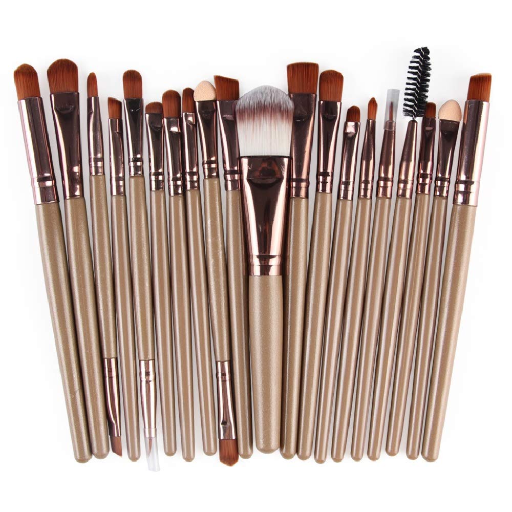 Makeup Brushes Make Up Brush Set 20 Pcs Professional Face Eyeliner For Foundation Blush Concealer Eyeshadow Light Brown