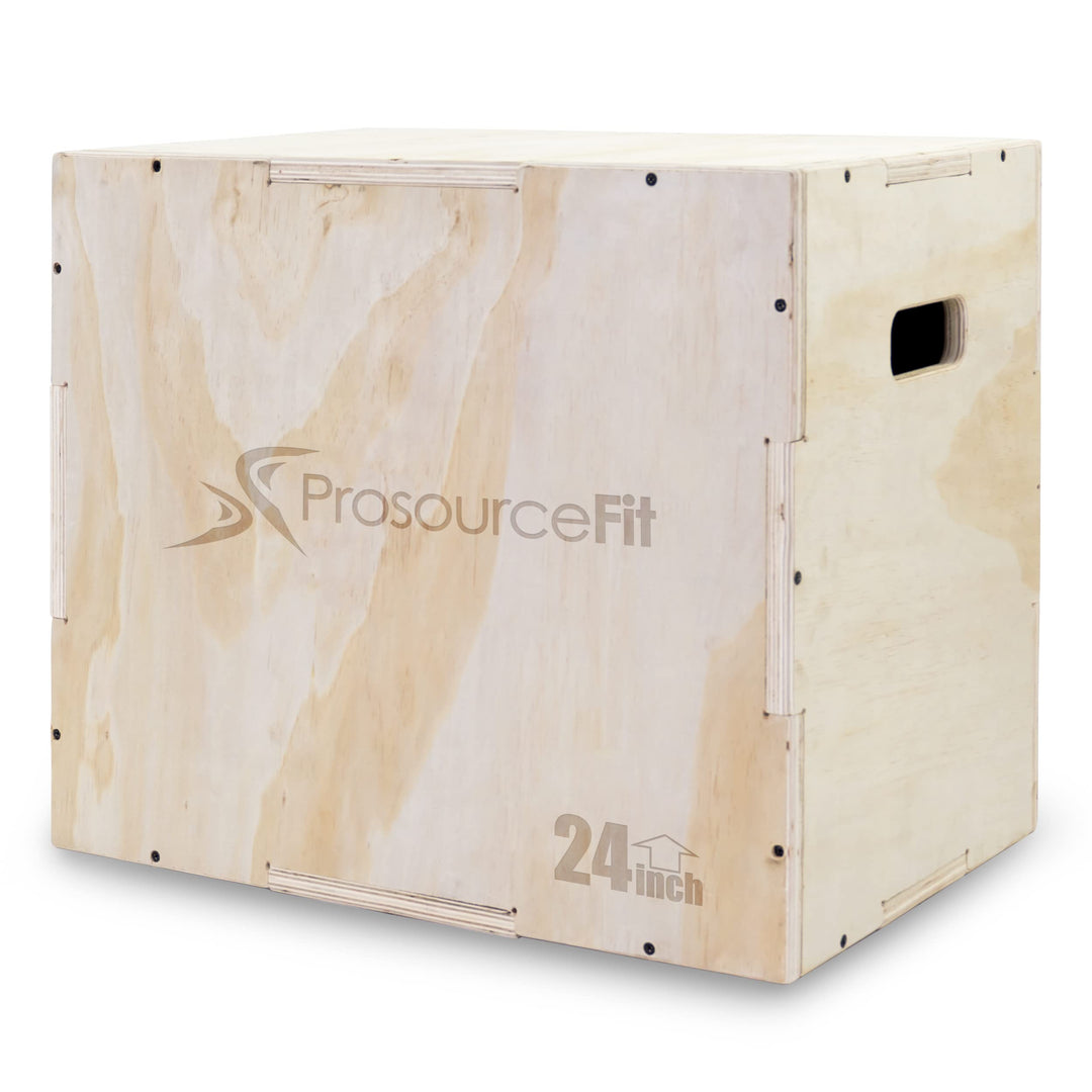 ProsourceFit Fit 3-in-1 Wood Plyometric Jump Box for Agility, Vertical Jump Training & Plyo Workouts, Sizes 24/20/16 & 30/24/20