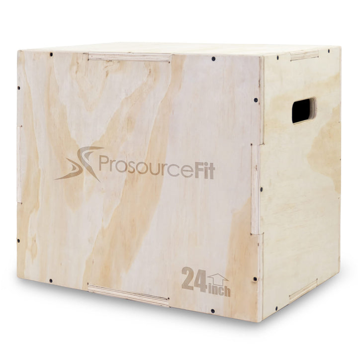 ProsourceFit Fit 3-in-1 Wood Plyometric Jump Box for Agility, Vertical Jump Training & Plyo Workouts, Sizes 24/20/16 & 30/24/20