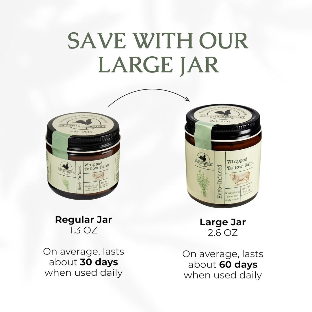 Handmade Unscented Whipped Tallow Balm | Organic Body Butter for Eczema & Rosacea - 1.3 oz