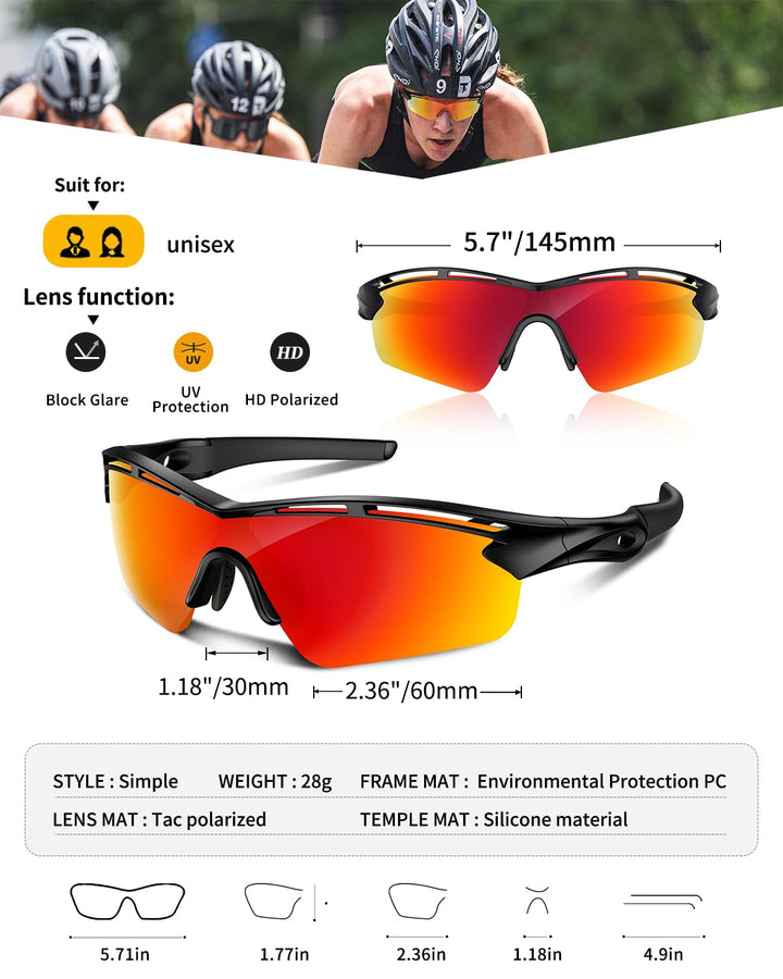 Polarized Sports Sunglasses for Men Women Youth Baseball Cycling Running Driving Fishing Tennis Golf Motor TAC UV400 TR90