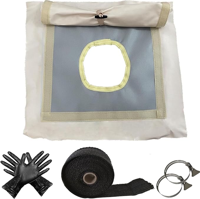 DANCHEL OUTDOOR Stove Jack Kit for Tent with Rain Flap Cover for Dia. 4''/5.85'', Fire Resistant Wood Stove Hole for Canvas Tent Hot Tent Chimney, Side Wall A/C 4 Season