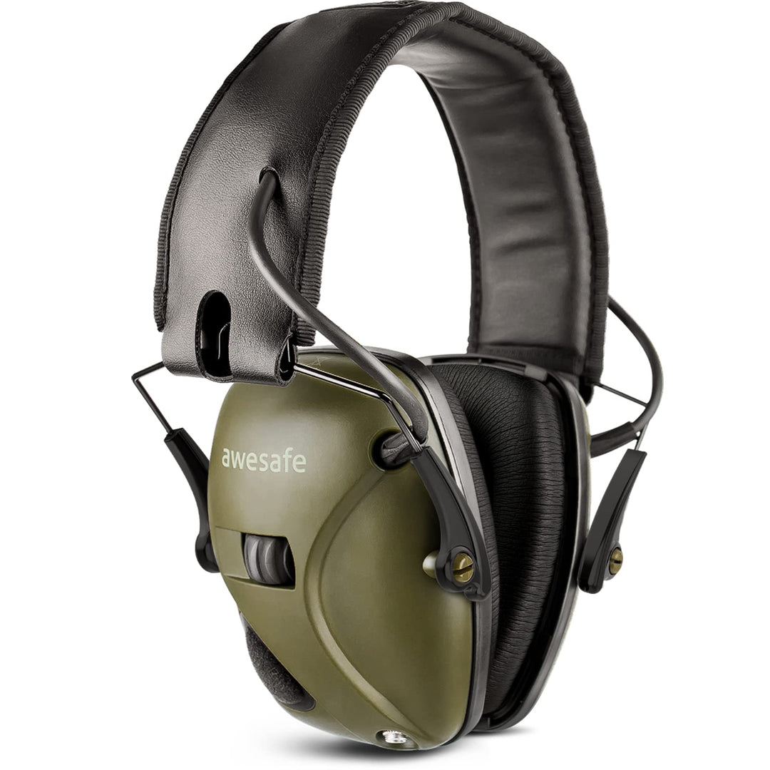 awesafe Electronic Shooting Earmuffs Ear Hearing Protection Headphones for Shooter Gun Range Noise Reduction Sound Amplification (Green)